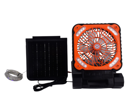 Ventilator portabil solar PV-WJ016 cu panou solar, lampă LED, ghirlandă LED 10 m, USB Type-C, Power Bank, 3 viteze și timer 2/4 ore [7]