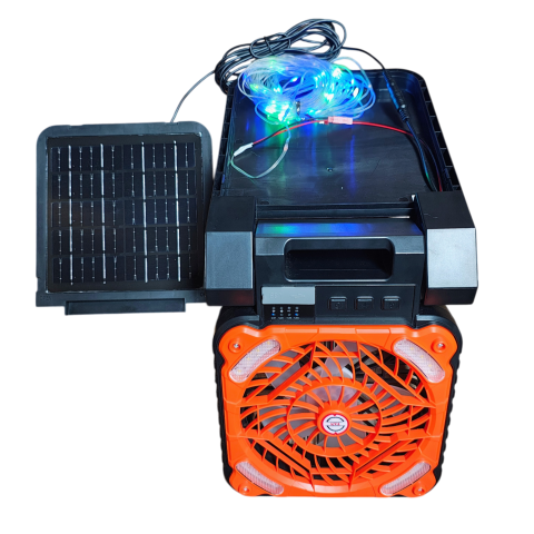 Ventilator portabil solar PV-WJ016 cu panou solar, lampă LED, ghirlandă LED 10 m, USB Type-C, Power Bank, 3 viteze și timer 2/4 ore [5]