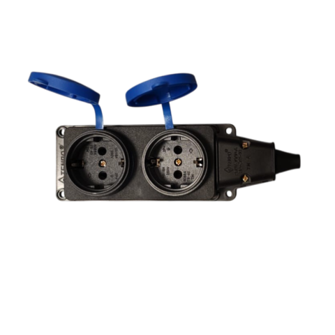 Aparataj şi accesorii - Cap Prelungitor Exterior 2 Prize Schuko IP44 cu Capace Protecție - Rezistent la Umiditate