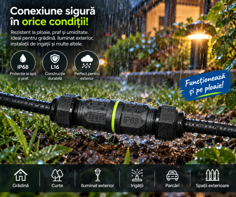 Conectoare electrice/Morsete/reglete - Conector electric etanș IP68 LF-L16/2P 2 poli 250V 20A