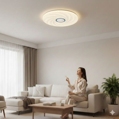 Plafoniera led cu telecomanda 48W 35cm 2007 dimabila 3 temperaturi de culoare ajustabile  3000K/4500K/6500K