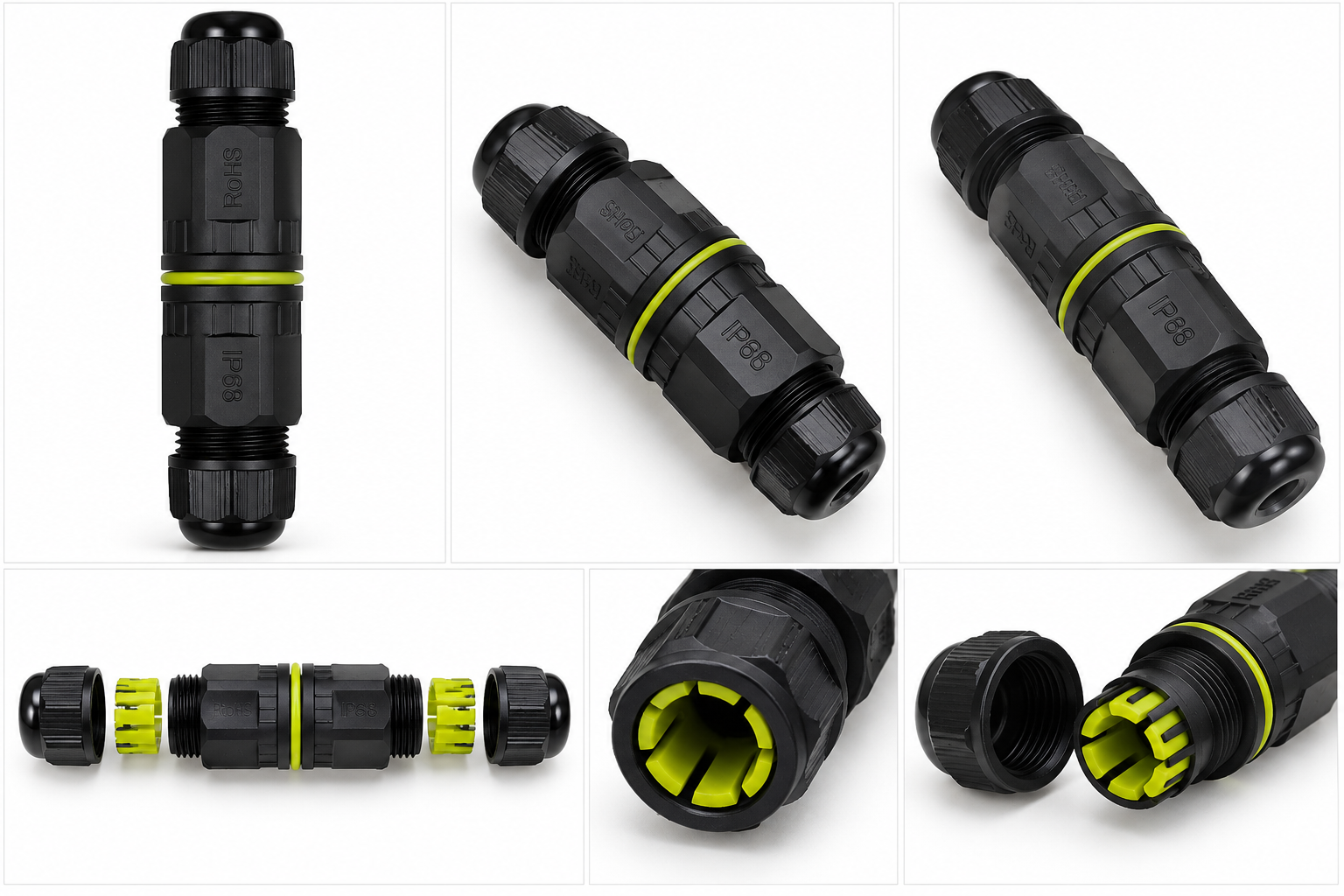 Conector Electric Etanș Drept IP68 L20, pentru Cablu Exterior, Ø 25 mm, Lungime 96 mm, Negru [1]