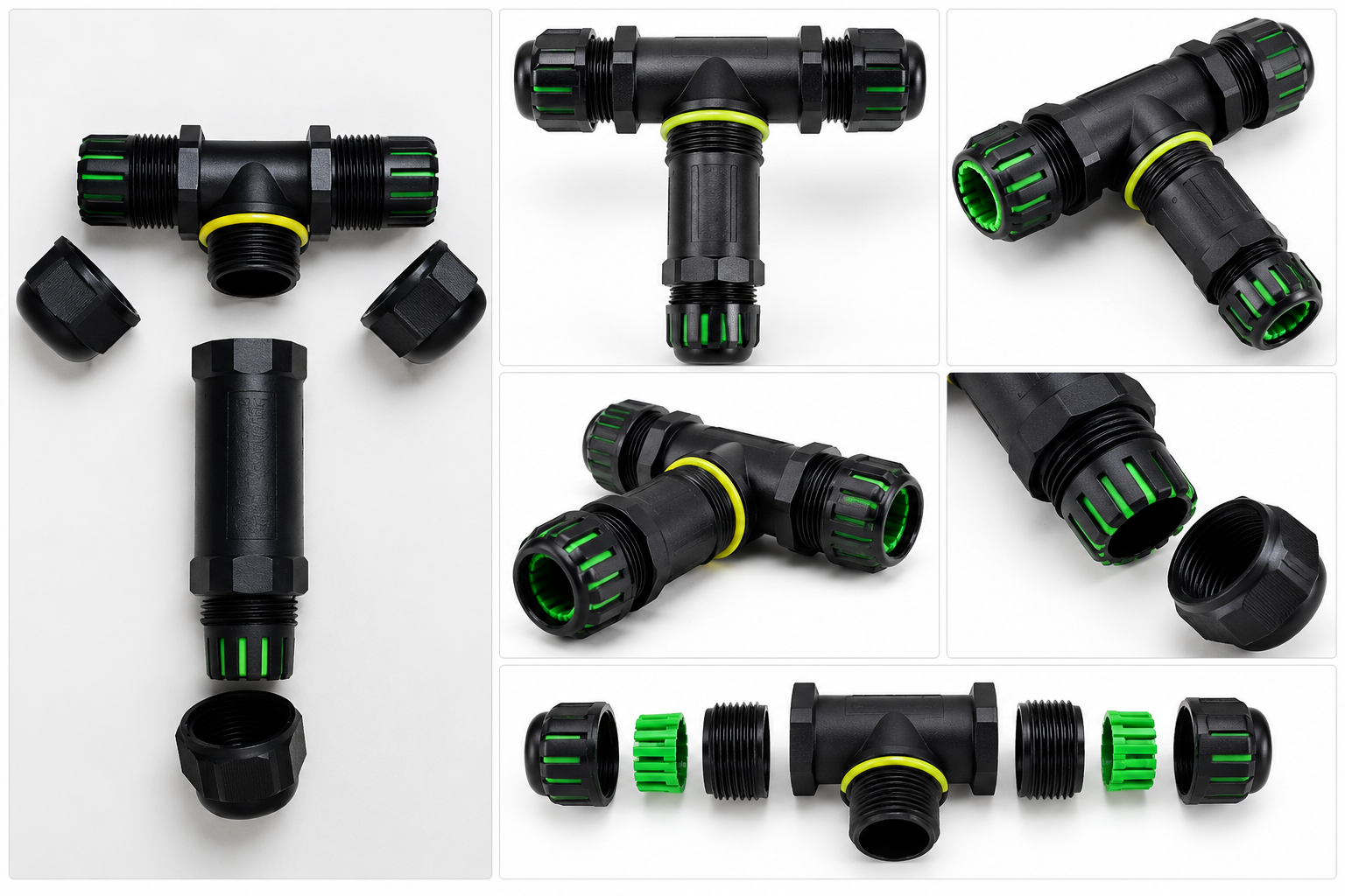 Conector electric etanș T IP68 KV-M25, 3 căi, 450V, 32A, 0.5-4 mm², pentru Cabluri Electrice [2]