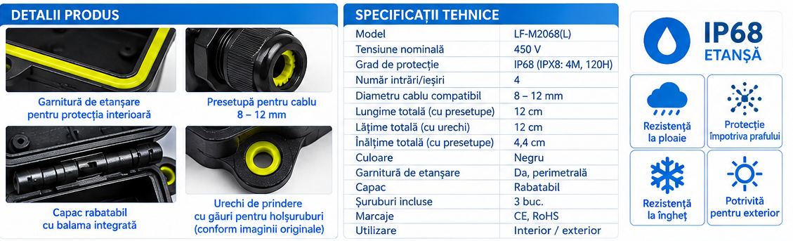 Doza conexiuni IP68 cu 4 intrari montata la exterior [4]