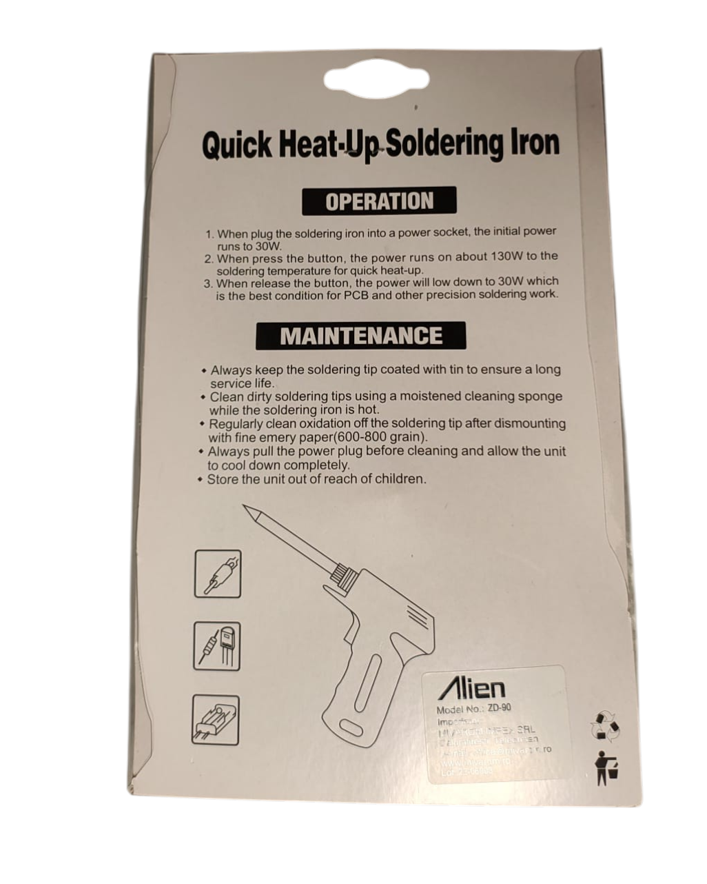 Pistol de Lipit ZD-90 30W/130W cu Încălzire Rapidă - Letcon Electric 220V pentru Electronice [3]