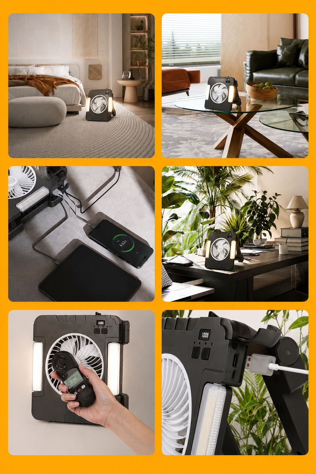 Ventilator portabil solar UXI BL-G450 cu panou solar pliabil 10W, 4 viteze, afișaj digital, Power Bank USB și lumină anti-țânțari, ecoleduri [1]