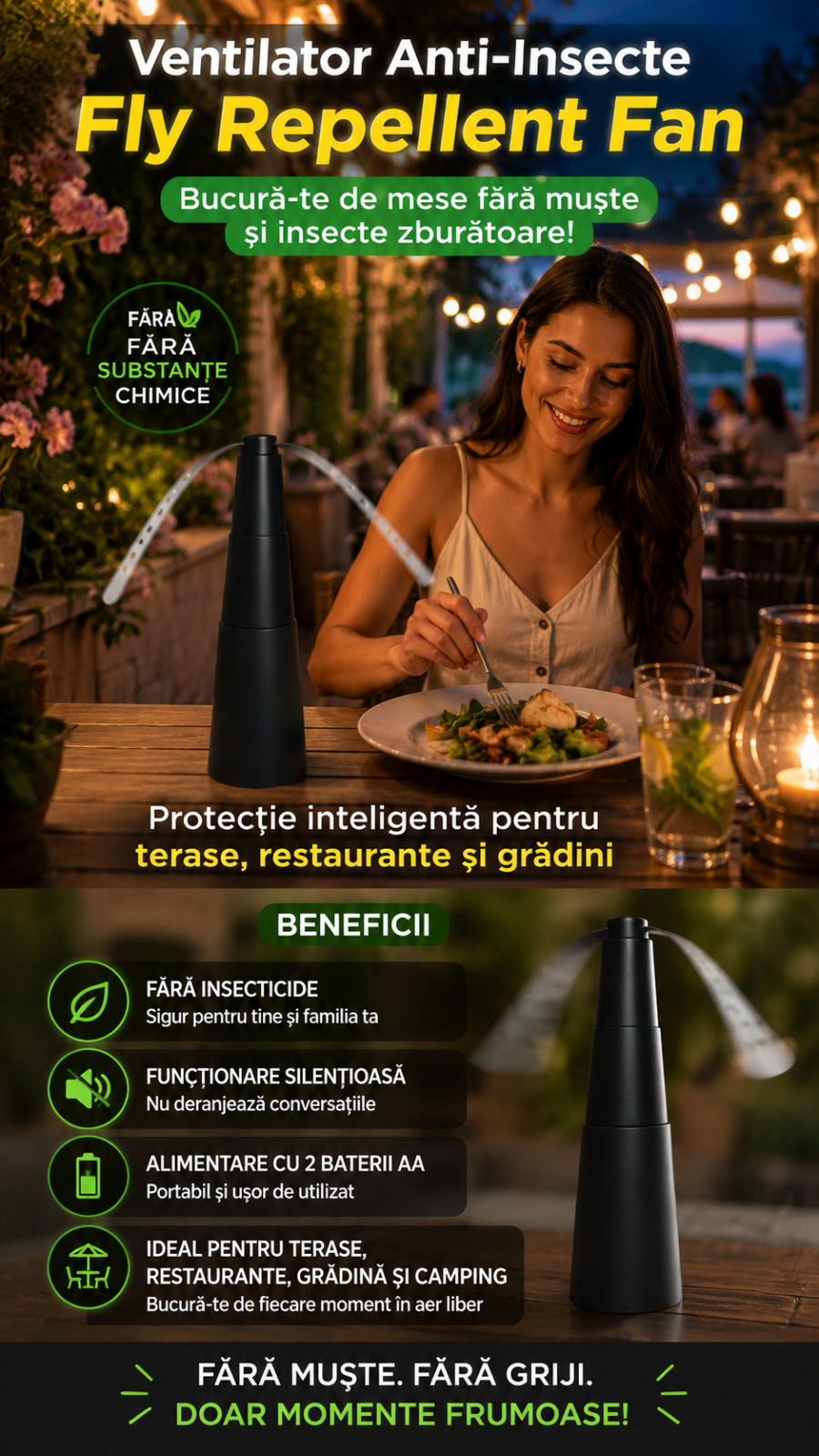 Ventilator Anti-Insecte Fly Repellent Fan pentru Terasă, Foișor și Grădină [3]