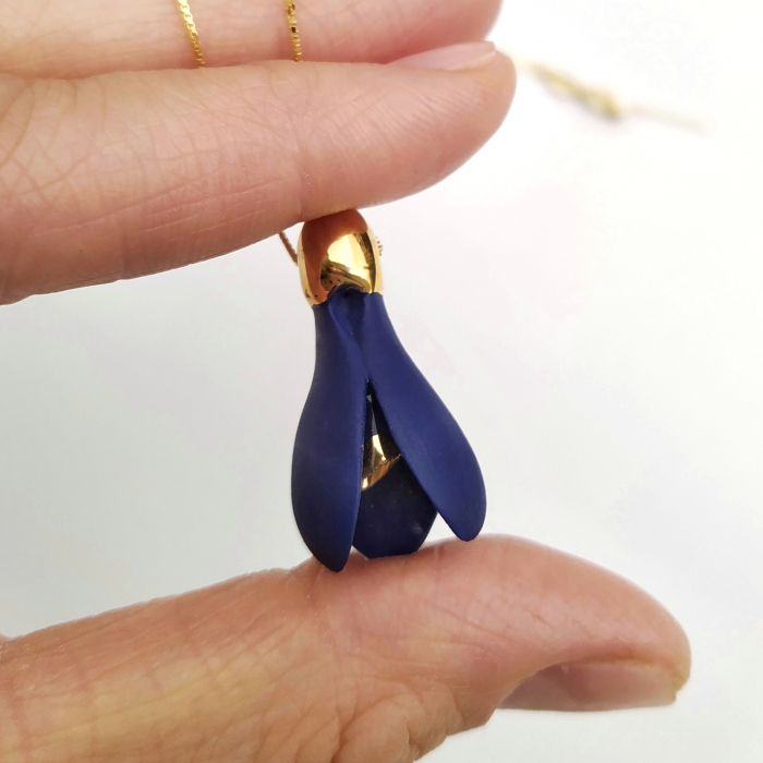 Blue-gold porcelain snowdrop pendant - Daniela Catoi [2]