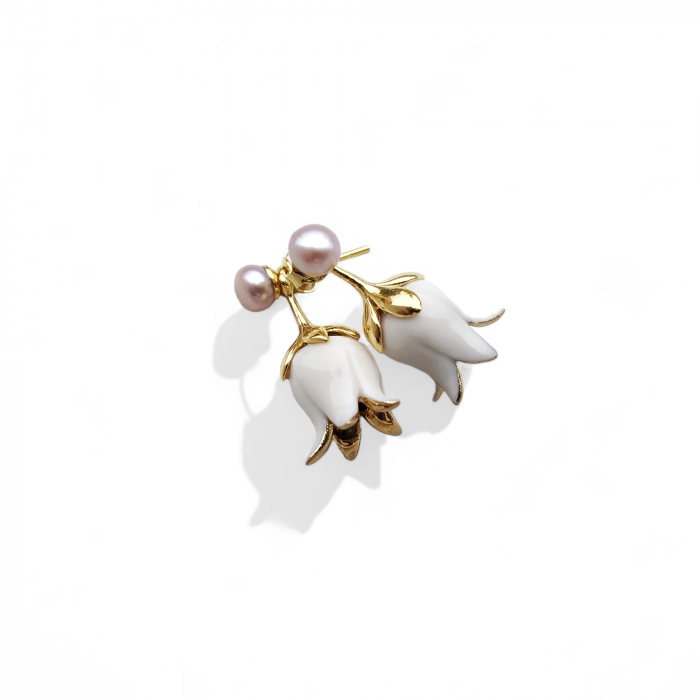 White Lily of the Valley porcelain earrings - Daniela Catoi [2]
