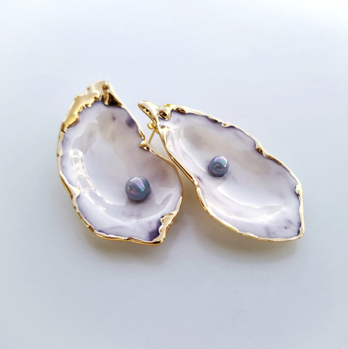 Oyster earrings with blue pearl - Daniela Cățoi [3]