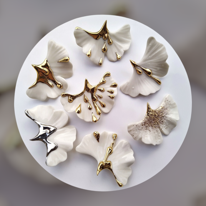 Golden drip ginkgo biloba brooch - Daniela Cățoi [2]