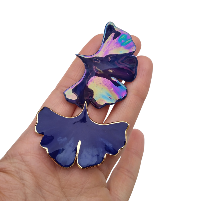 Blue ginkgo biloba brooch II- Daniela Cățoi [2]