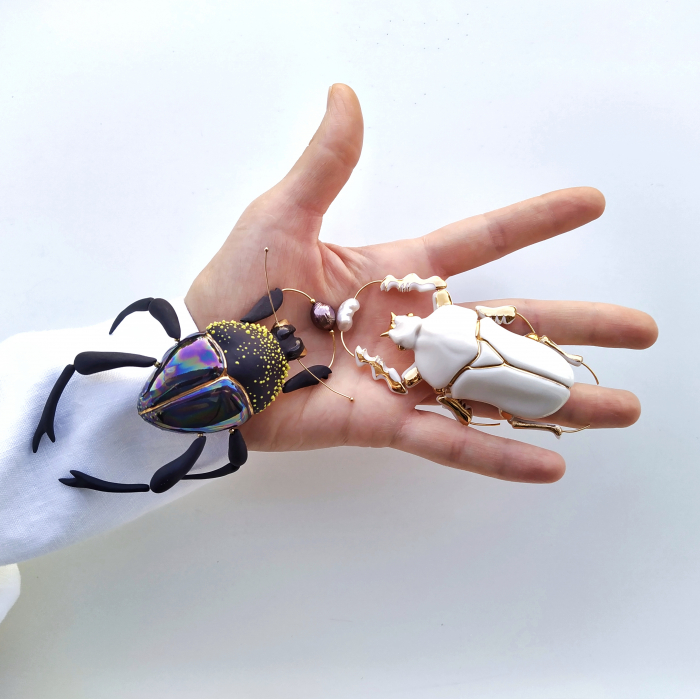 White Beetle brooch with pearl - Daniela Cățoi [4]