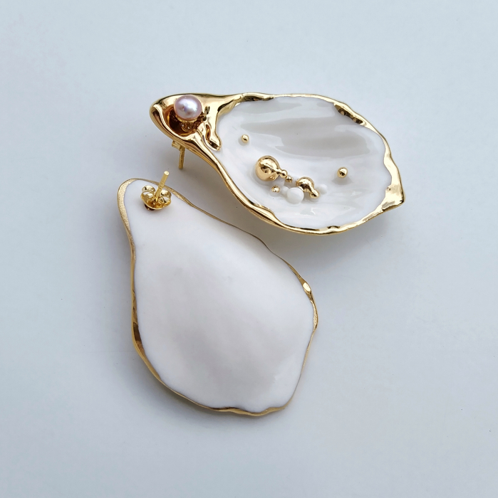 Oyster earrings with pearl - Daniela Cățoi [2]
