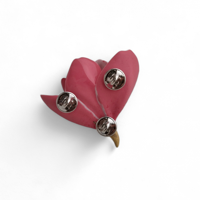 Pink-red magnolia brooch [3]