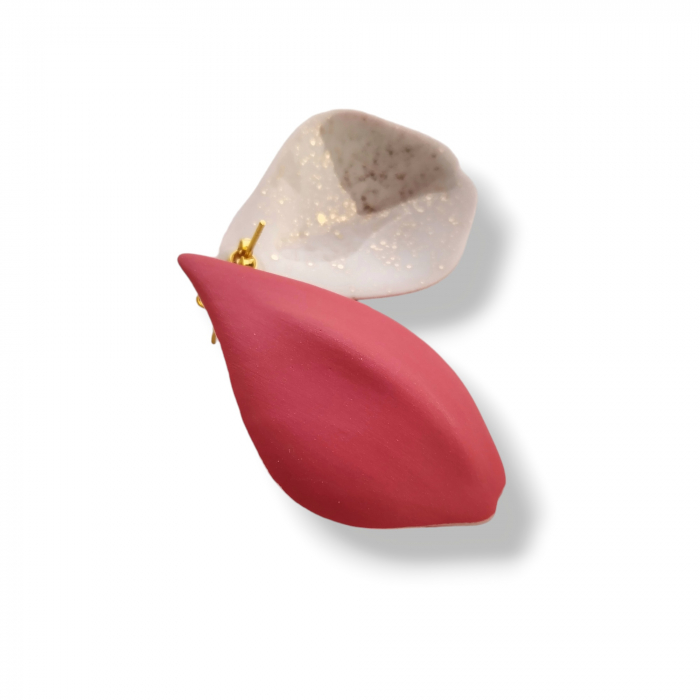 Red flower petals earrings [2]