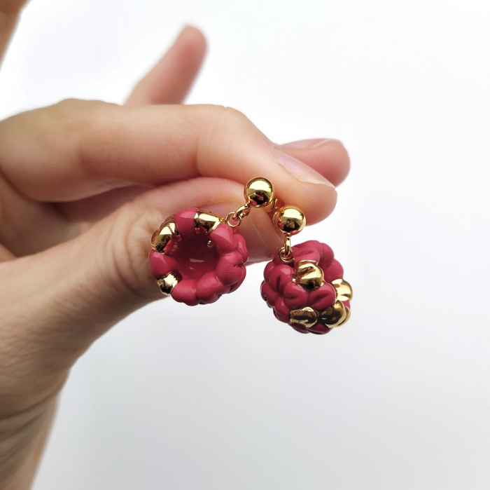 Red raspberry porcelain earrings - Daniela Cățoi [2]