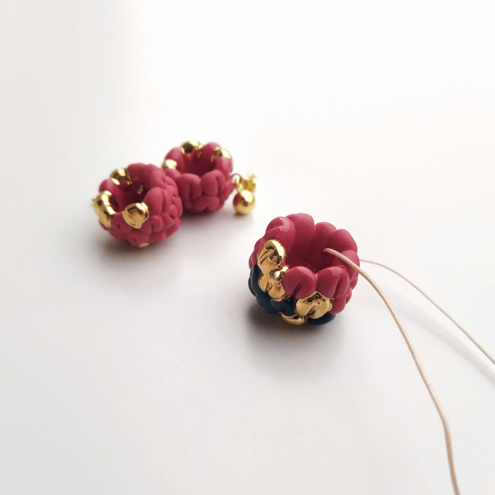Red raspberry porcelain pendant - Daniela Cățoi [2]
