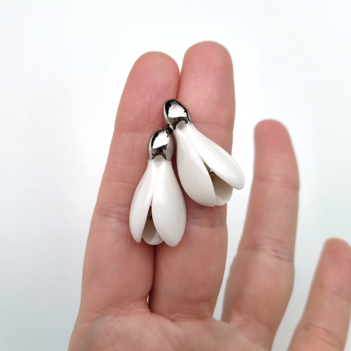 White snowdrops porcelain earrings II - Daniela Cățoi [2]