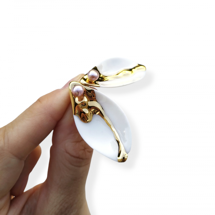 Golden drip porcelain earrings - Daniela Cățoi [2]