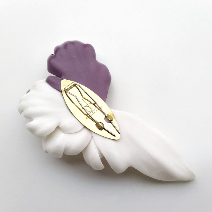 Statement purple-white flower brooch [2]