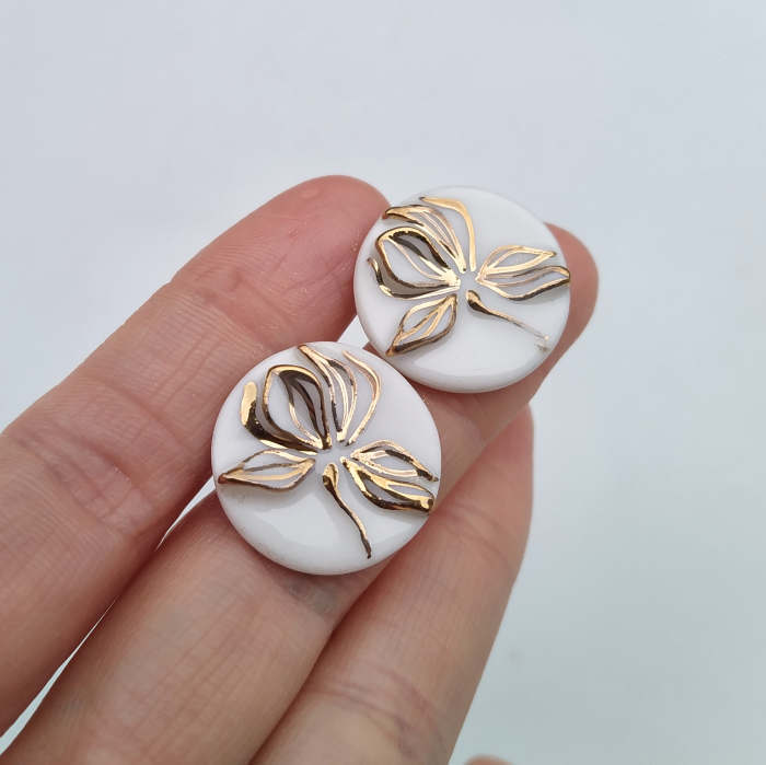 White - gold Inner Garden earrings  - Daniela Cățoi [2]