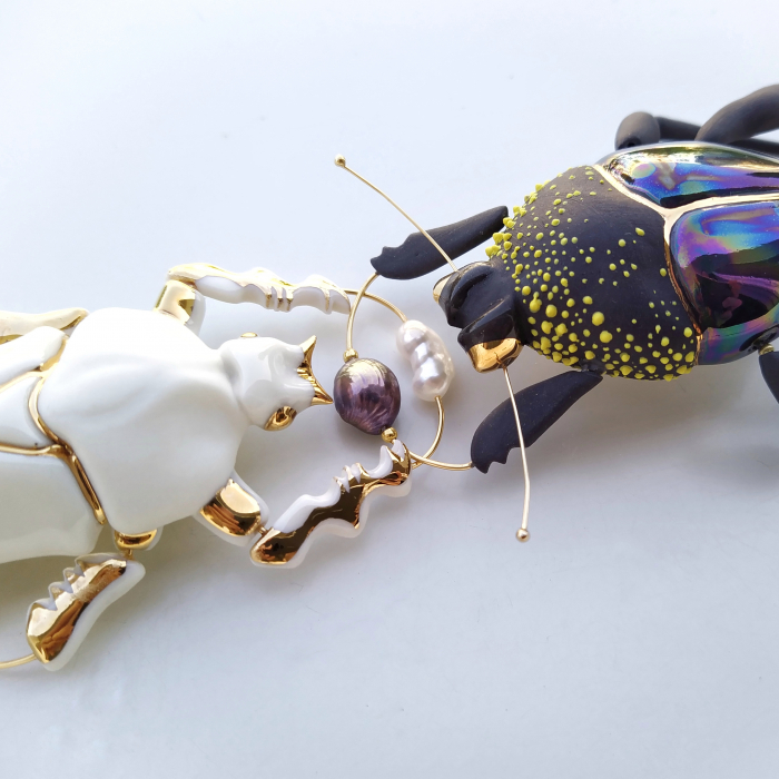 White Beetle brooch with pearl - Daniela Cățoi [5]