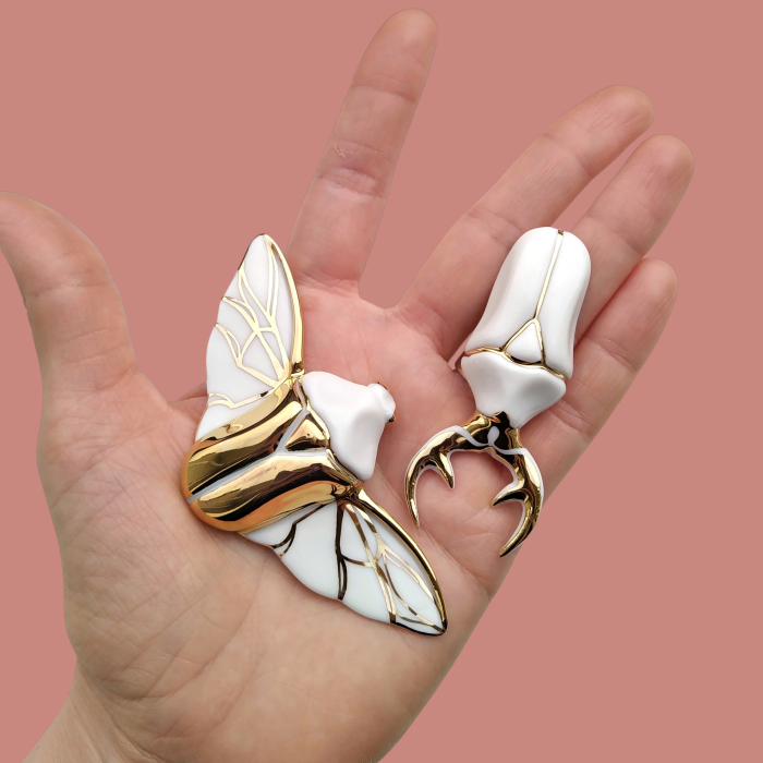 White Beetle brooch - Daniela Cățoi [2]