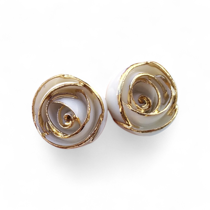 White - gold rose earrings  - Daniela Cățoi [2]