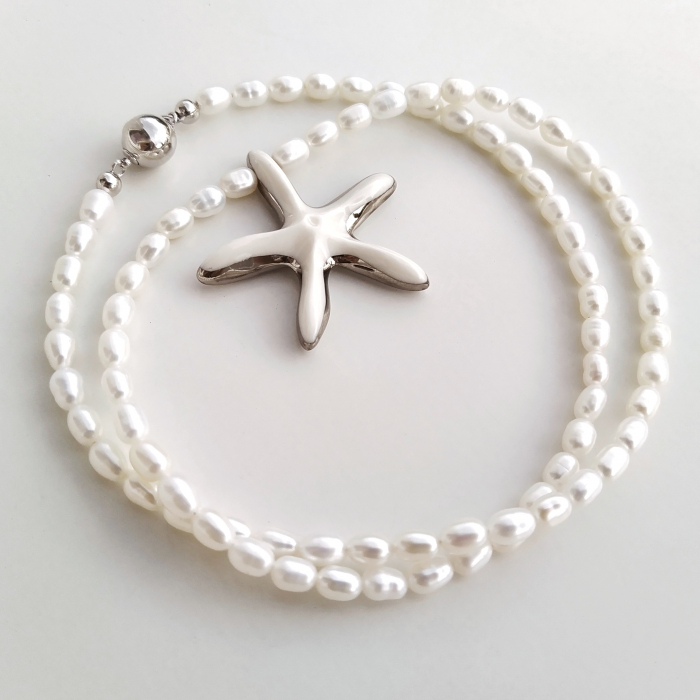 White starfish pendant with pearls - Daniela Cățoi [2]