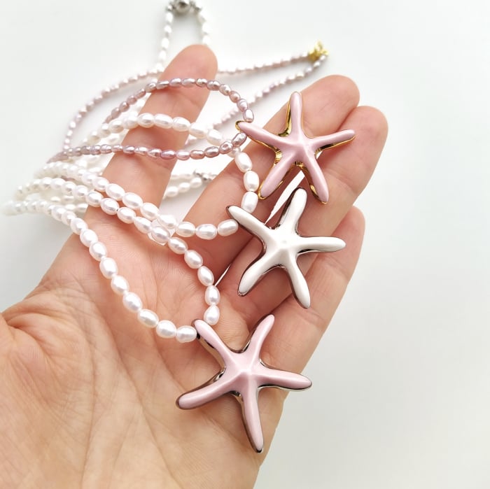 White starfish pendant with pearls - Daniela Cățoi [4]