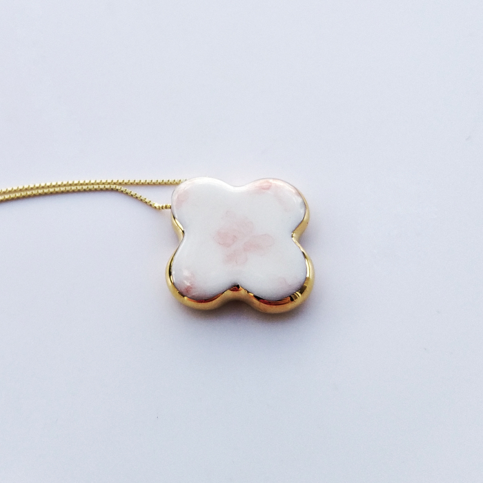 White porcelain cross pendant with flowers [2]
