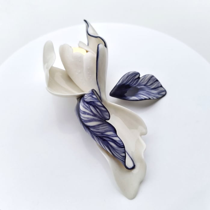 White  - purple Iris brooch II [2]