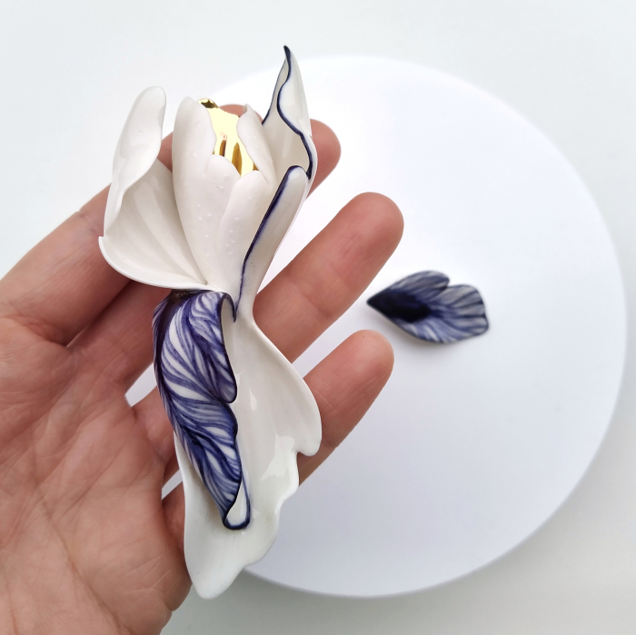 White  - purple Iris brooch II [3]