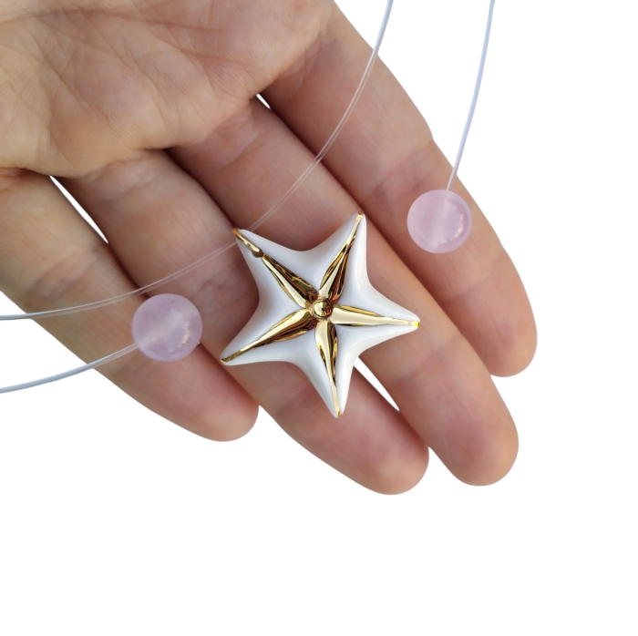White starfish pendant with soft purple jad - Daniela Cățoi [2]