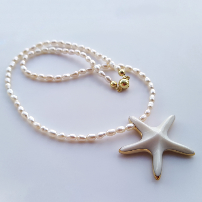 White starfish pendant with pearls - Daniela Cățoi [2]