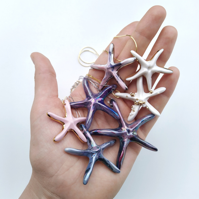 Dark blue marble starfish pendant - Daniela Cățoi [2]