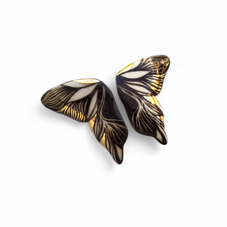 Earrings - Black & white porcelain butterfly earrings - Daniela Cățoi