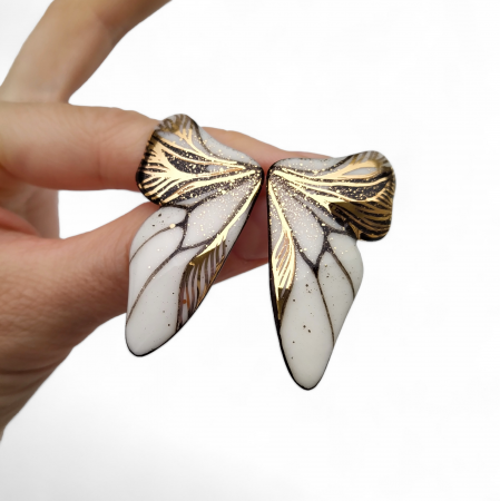 Earrings - Black & white porcelain butterfly earrings II - Daniela Cățoi