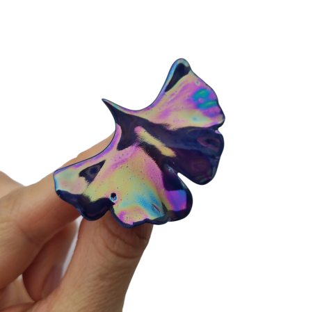 Flora in Porcelain - Blue ginkgo biloba brooch II- Daniela Cățoi