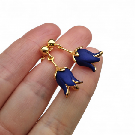 Earrings - Blue Lily of the Valley porcelain earrings - Daniela Catoi