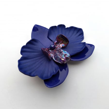 Brooches - Blue wild orchid porcelain brooch
