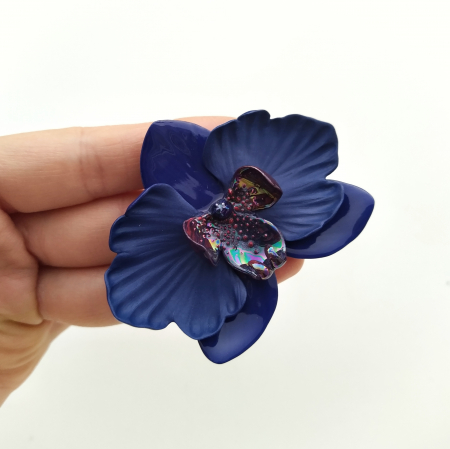 Blue wild orchid porcelain brooch [1]