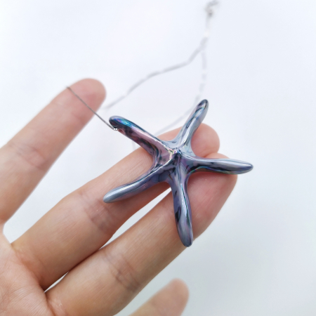Pearly - Blue marble starfish pendant - Daniela Cățoi