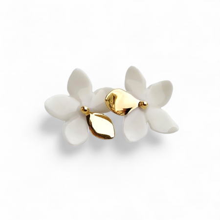 Earrings - Five petals flower porcelain earrings II - Daniela Catoi