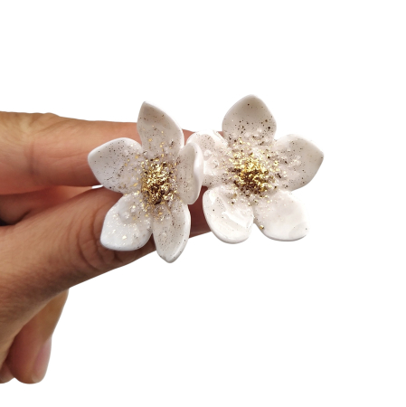 Earrings - Stardust flower porcelain earrings - Daniela Catoi