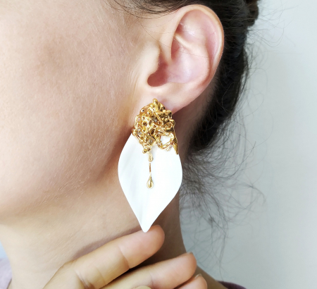 Golden - white reef earrings - Daniela Cățoi [1]