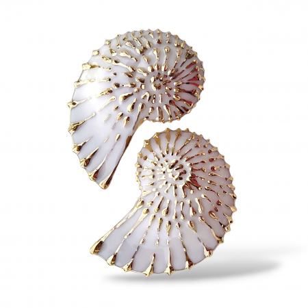 Pearly - Golden Ammonite earrings - Daniela Cățoi