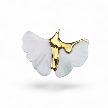 Brooches - Golden drip ginkgo biloba brooch - Daniela Cățoi
