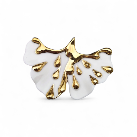 Brooches - Golden drip ginkgo biloba brooch - Daniela Cățoi